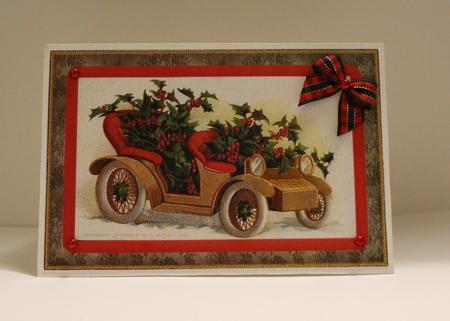 Christmas Vintage Cars Topper 5x7 by Taina Kankare