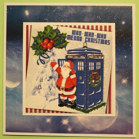 Santa Who! in His Tardis in Snow with Dalek 8x8 by Taina Kankare