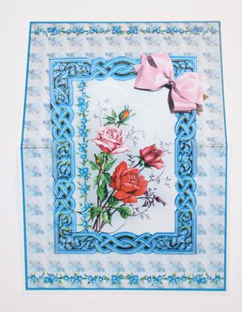 Forget Me Nots and Roses, No Hole Over the Edge Side Stacker by Taina Kankare
