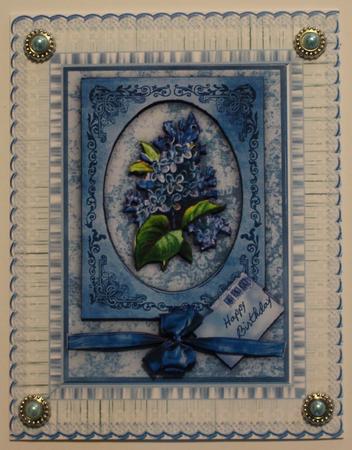 Faded Lilac Flowers - Card Front with Decoupage by Taina Kankare