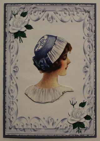 White Roses in Ornate Frame A5 Insert by Taina Kankare