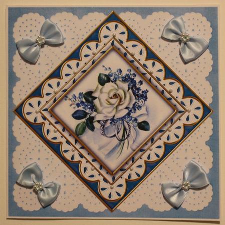 Wedding Rose Blue Anglaise 5in Card Base and Shaker Frame by Taina Kankare