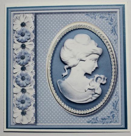 Lovely Blue Cameo with Pearls  by Taina Kankare