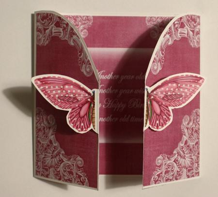 Cerise Butterfly Old Timer 3D Gatefold Butterfly Mkit by Taina Kankare