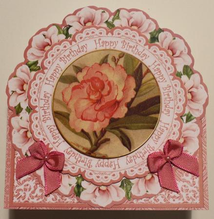 Pink Peony Happy Birthday 3D Picture Doily Card & Env Kit by Taina Kankare