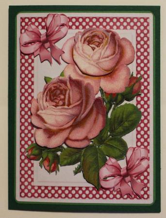 Pretty Vintage Pink Roses and Polkadot with Bow by Taina Kankare