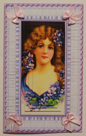 Pretty Vintage Lady with Pretty Blue Flowers Pyramids by Taina Kankare