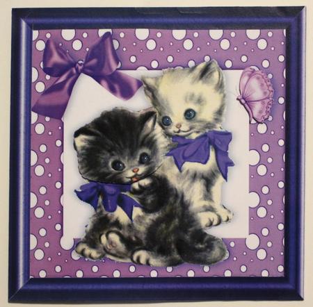 Vintage Kittens with Butterfly and Bow by Taina Kankare