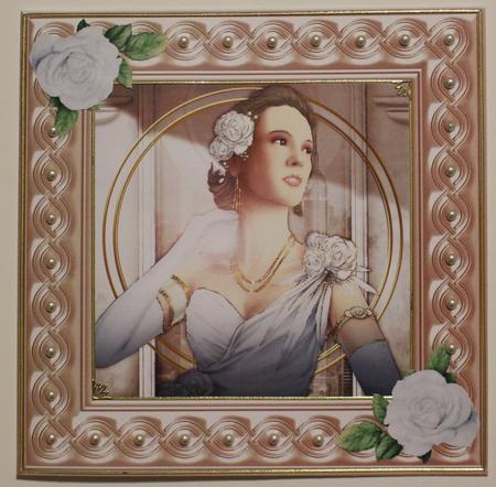 Art Deco Lady Rose (white) 8x8 Quick Card by Taina Kankare