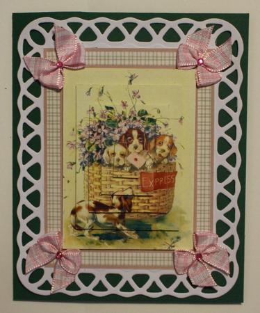 Vintage Puppies in Flower Basket Pyramid by Taina Kankare