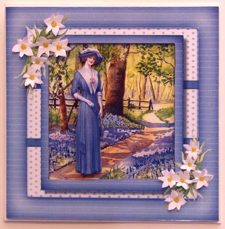 Lady Walking in Bluebell Woods by Taina Kankare