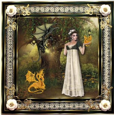 The Enchanted Wood 8x8 Card Front with Decoupage by Taina Kankare