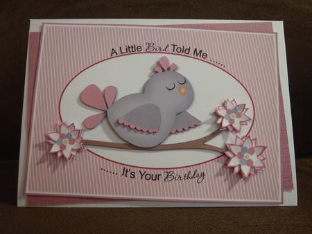 A Little Bird Told Me Birthday Card Topper by Tammy Burston