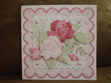 Shabby Chic Roses Scalloped Fold Card Kit by Tammy Burston