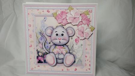 Meadow Mouse with Pansies 8x8 Mini Kit & Decoupage by Tammy Burston