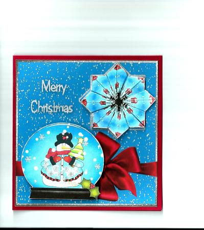Snowman Snowglobe - Card Front + Teabag Tiles by TANDARA SMITH