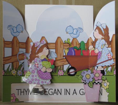 Gate Fold Pop Up Lilac Patchwork Girls Gardening by Tanya Gerhardt