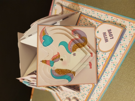 Magical unicorns quad easel card for daughter, sister, grand-daughter or niece. by tara poore