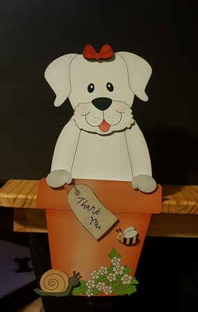3D On the Shelf Card Kit - Flower Pot Friends Little White Labrador Dog Dinky by tara poore