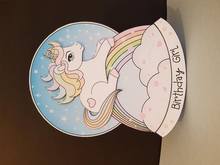 3D Shaped Rocking Card Mini Kit  -  Cute Little Unicorn Rainbow  by tara poore