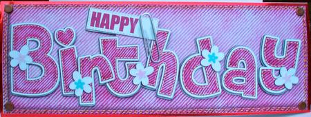 Large Dl Happy Birthday Denim N Daisies Quick Card 3D Decoup by Tasha Clark
