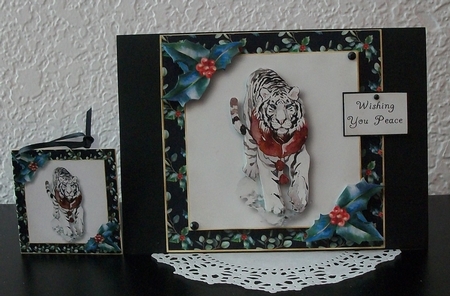 Christmas Holly Watercolour - Siberian Tiger by Teddi Phillips