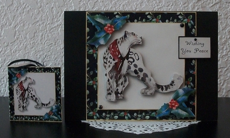 Christmas Holly Watercolour - Snow Leopard by Teddi Phillips