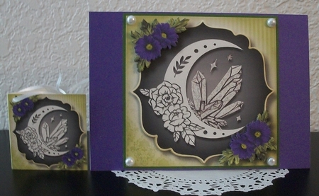 Celestial Faux Papercut - Moon & Crystals by Teddi Phillips