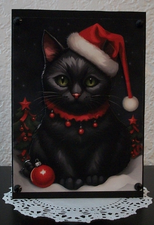 Gothic Christmas Cat A4 Print/ Quick Card by Teddi Phillips