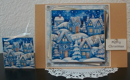 Blue Winter Village Multi Topper Kit by Teddi Phillips