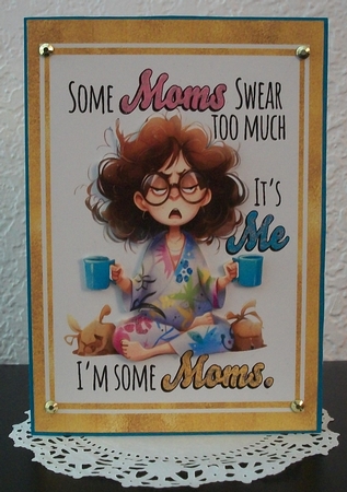 Woman  With Funny Caption A4 Gold Frame (FOUR) by Teddi Phillips