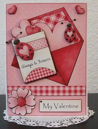 Always and Forever Valentine Decoupage Card Front by Teddi Phillips