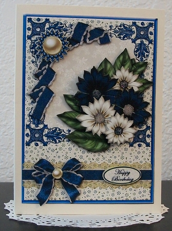 Ivory and Blue Floral Card Front by Teddi Phillips