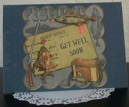 Grey Fishing Get Well Soon 8in Decoupage Step by Step by Teddi Phillips
