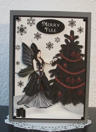 Gothic Christmas Fairy & Black Tree by Teddi Phillips
