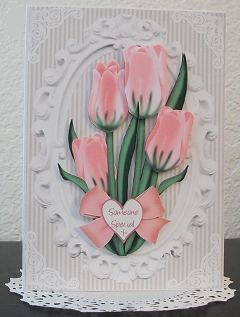 Pretty Pink Tulips in Ornate Frame by Teddi Phillips