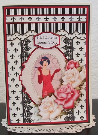 Flapper Girl & Roses Art Deco Topper & Decoupage by Teddi Phillips