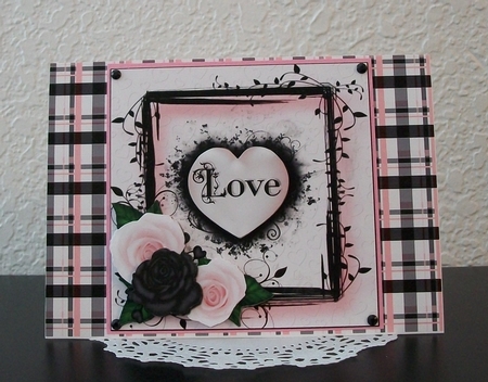 Pink and Black Roses and Heart by Teddi Phillips