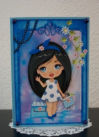 Young Fashionista! Goes Shopping Dark Hair Decoupage by Teddi Phillips