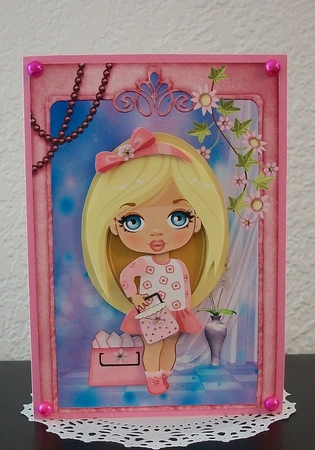 Young Fashionista in the Pink! Goes Shopping Decoupage by Teddi Phillips