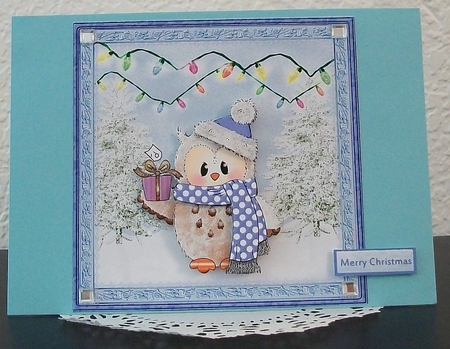Ozzy the Christmas Owl Card with Decoupage by Teddi Phillips