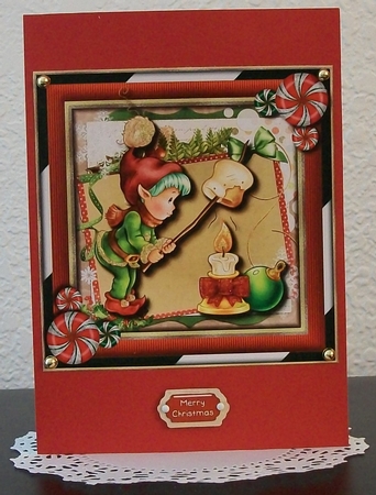 Christmas Marshmallow Elf Card Topper by Teddi Phillips