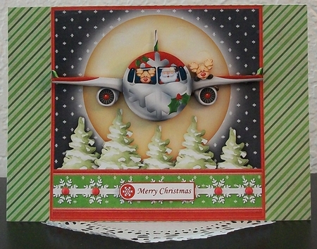 Santas Jet Plane 7.5 Christmas Decoupage Mini Kit by Teddi Phillips