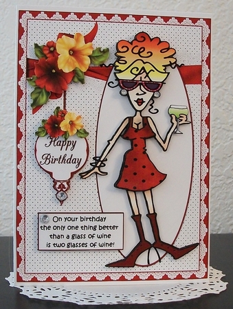 Rita and Her Birthday Wine Quick Card by Teddi Phillips
