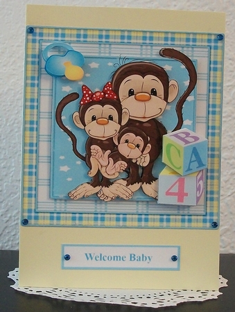 Monkey Family Blue by Teddi Phillips