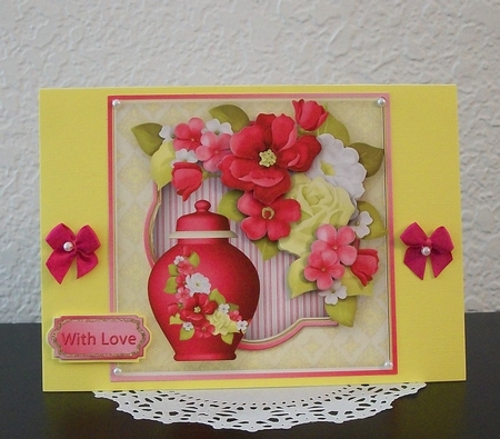 Pots of Love Decoupage Card Front by Teddi Phillips