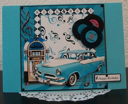 Rock & Roll Card Topper with Decoupage by Teddi Phillips