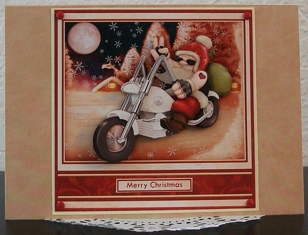 COOL BIKER SANTA 7.8 Christmas Decoupage Mini Kit by Teddi Phillips