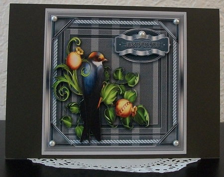 Grey Bird with Foliage 8in x 8in Decoupage Mini Kit by Teddi Phillips