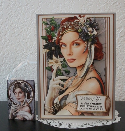 Art Deco Lady Christmas Athena Black 4 Sheet Mini Kit by Teddi Phillips